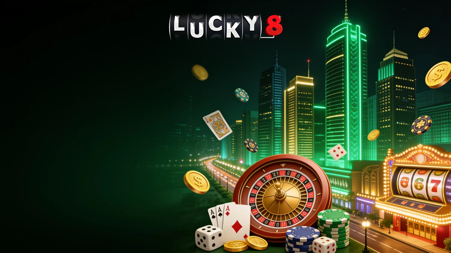 Lucky8 Casino France dans une ville illuminée